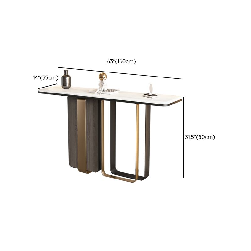 Console di pietra bianca Tavola 1 scaffale 31,5 "tavolo di accento alto per sala