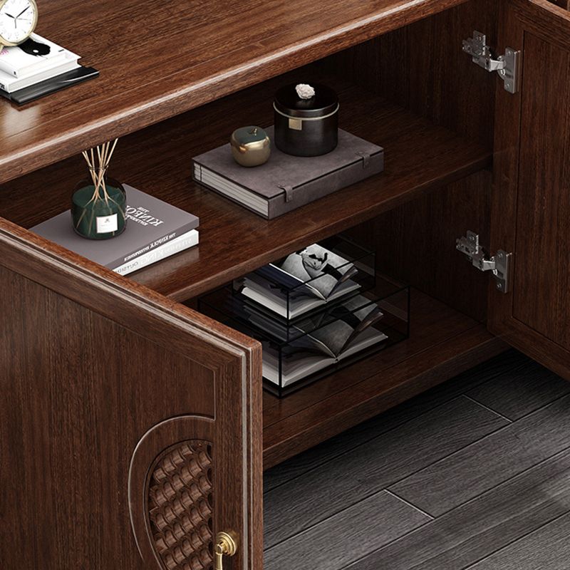 Vintage Brown Media Console Walnut Stand Console with Drawers Clearhalo 'furn' 'furn_tv_stands_entertainment_centers' 'Furniture' 'Living Room Furniture' 'TV Stands & Entertainment Centers' 'TV Stands & Media Storage Furniture' 'tv_stands_entertainment_centers' 1200x1200_418bce30-7c5b-4911-a3b2-87d6b5cbb5d6