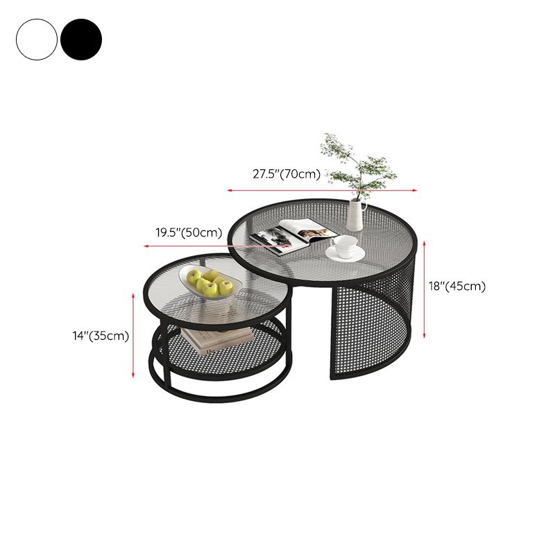 Tropical Coffee Table Glass Top Round Frame Coffee Cocktail Table Clearhalo 'Coffee & Accent Tables' 'Coffee Tables' 'coffee_tables' 'furn' 'furn_coffee_tables' 'Furniture' 'Living Room Furniture' 1200x1200_418dd505-4b1a-4809-85c1-c486d944331b