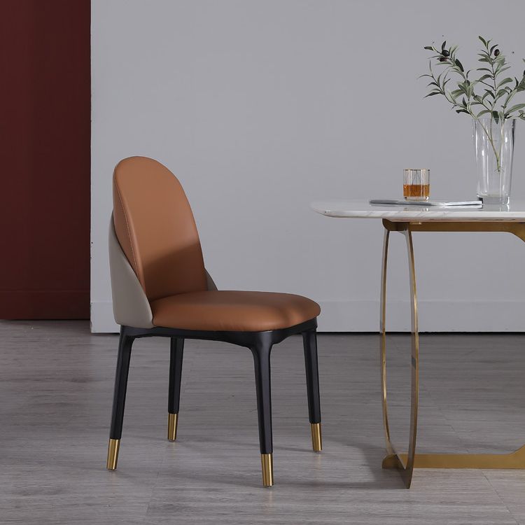 Modern Simple Side Chair Faux Leather Kitchen Dining Chairs with Wooden Base Clearhalo 'Dining Chairs' 'Dining Tables & Seating' 'dining_chair' 'furn' 'furn_dining_chair' 'Furniture' 'Kitchen & Dining Furniture' 1200x1200_418e0374-4621-4ed0-aa51-c10b9da1cfbe