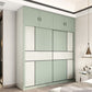 Green and White Bedroom Storage Cabinet Modern Sliding Door Cabinet with Drawers