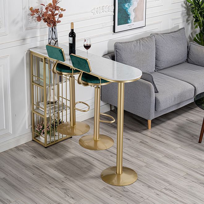 Table de bar Glam Free Form Table en marbre blanc avec rangement pour salon