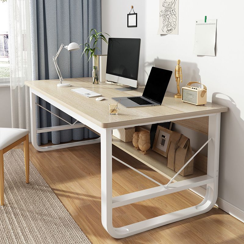 Metal and Wooden Writing Desk Sled Base Rectangular Office Desk for Office Clearhalo 'furn' 'furn_office_desk' 'Furniture' 'Office Desks' 'Office Furniture' 'office_desk' 1200x1200_418fb4c2-249f-4954-a29d-ff3476de5416