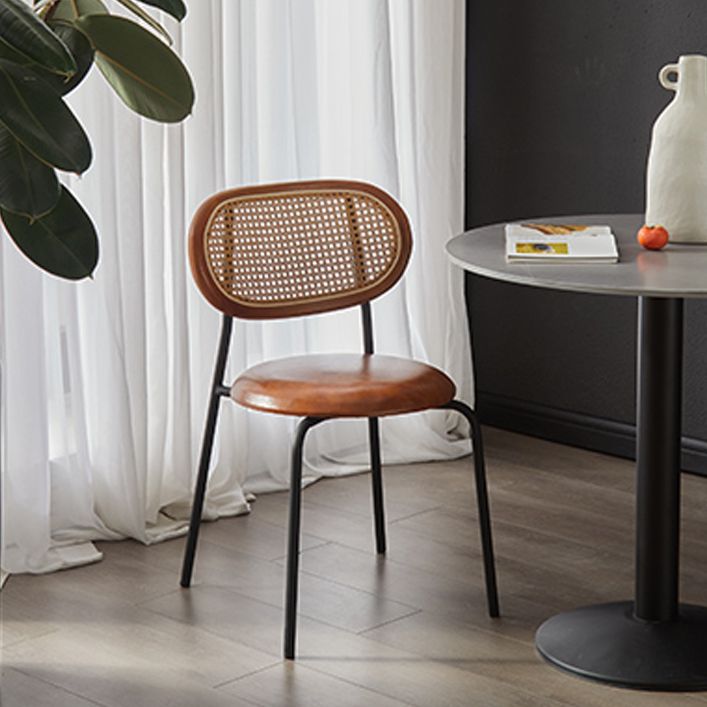 Industrial Design Faux Leather Dining Chairs Open Back Side Chair Clearhalo ' kitchen&dining_furn' 'Dining Chairs' 'Dining Tables & Seating' 'dining_chair' 'furn' 'furn_dining_chair' 'Furniture' 'furniture_dining_chair' 'Kitchen & Dining Furniture' 'kitchen' 1200x1200_41904fbd-b3c3-4f54-8cc6-ba8743f215fb