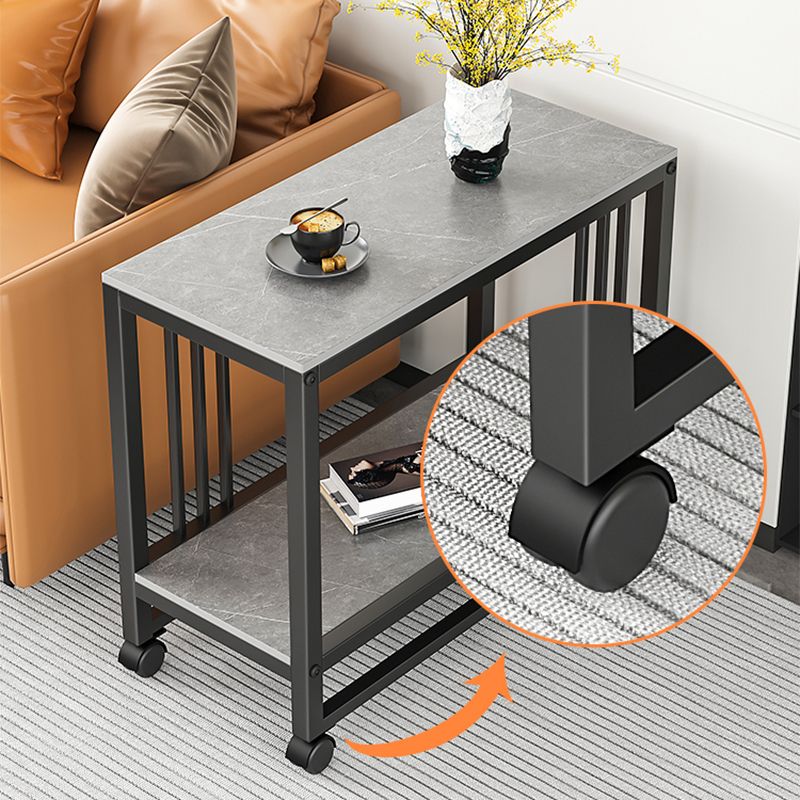 Metal Frame End Table 2-Tier Stone Top Accent Side Table with Shelf Clearhalo 'Coffee & Accent Tables' 'End & Side Tables' 'end_side_tables' 'furn' 'furn_end_side_tables' 'Furniture' 'Living Room Furniture' 1200x1200_41912f68-3229-425d-ac00-d8fe2c8a49f6