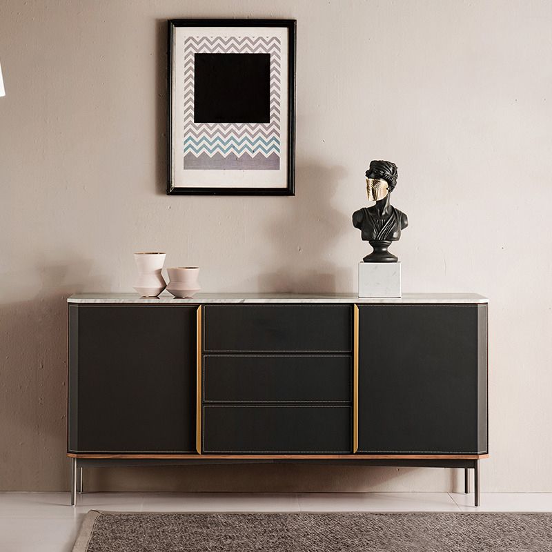 Glam Sideboard Wood Server Gabinet con spazio per la sala da pranzo