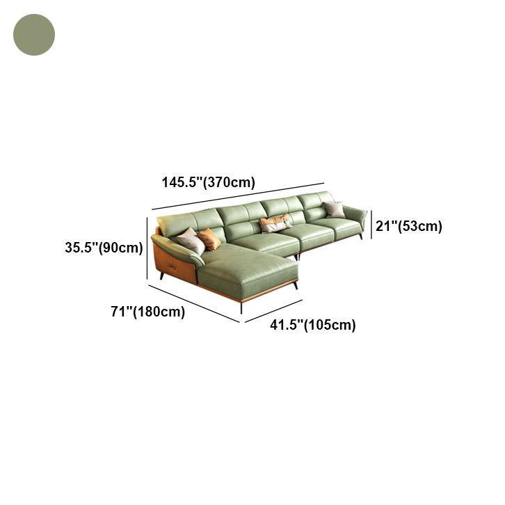 Pillow Arms Sectional Green Modern Faux Leather Living Room Sofa & Chaise Clearhalo 'furn' 'furn_sectionals' 'Furniture' 'Living Room Furniture' 'Sectionals' 1200x1200_41918055-94c4-4703-9ecc-1279995f4ab8