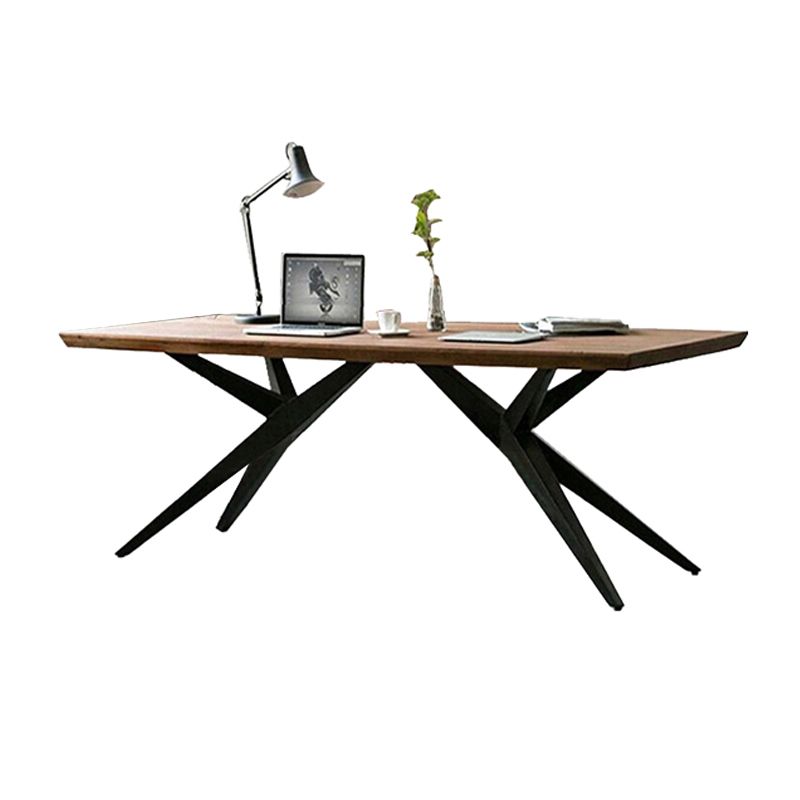 Bruin Industrial Writing Desk rechthoekig vaste houten bureau