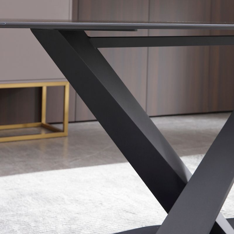 Industrial Black Table for Restaurant Rectangle Dining Table with Pedestal Base Clearhalo 'Dining Tables & Seating' 'Dining Tables' 'dining_table' 'furn' 'furn_dining_table' 'Furniture' 'furniture_dining_table' 'Kitchen & Dining Furniture' 'kitchen' 'kitchen_dining_table' 1200x1200_419313e0-1b55-4cbb-a78f-bb0c610d7332
