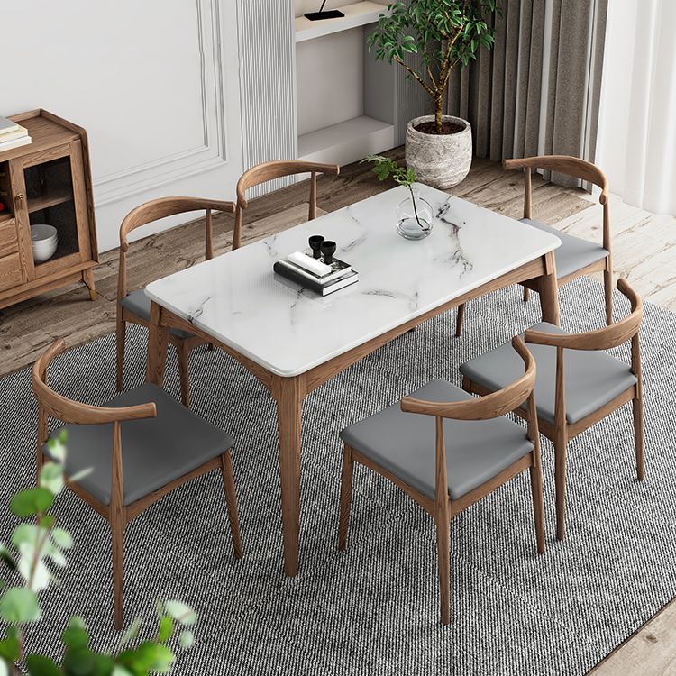Medieval Modern Sintered Stone Table Kitchen Rectangle White Top Table with 4 Wood Legs Clearhalo ' dining_table' 'Dining Tables & Seating' 'Dining Tables' 'furn' 'furn_dining_table' 'Furniture' 'furniture_dining_table' 'Kitchen & Dining Furniture' 'kitchen&dining_furn' 'kitchen' 'kitchen_dining_table' 1200x1200_41951a4b-7bcd-44c4-80da-c19d1d6cd490