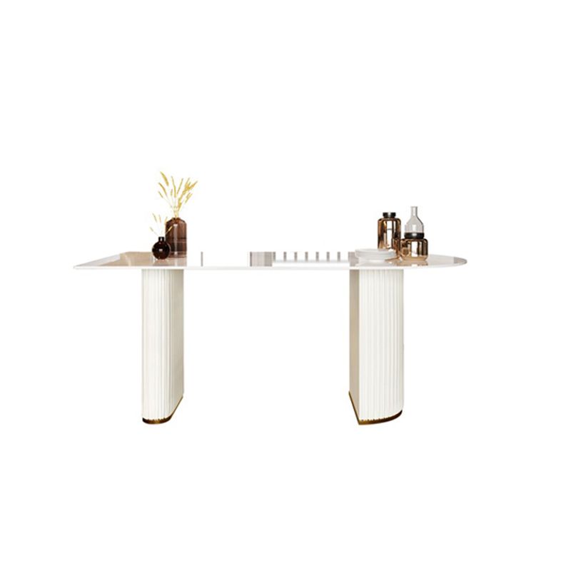 Glam Executive Desk Mirrored Peninsula Writing Desk in White Clearhalo 'furn' 'furn_office_desk' 'Furniture' 'Office Desks' 'Office Furniture' 'office_desk' 1200x1200_41957aa8-0de8-4428-9907-bc60da513439