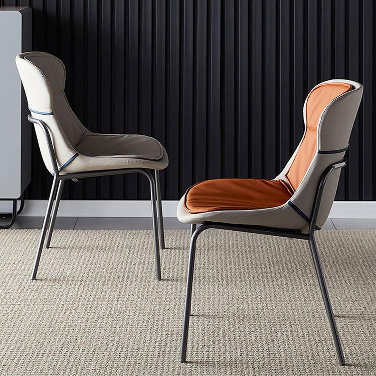 Scandinavian Style Microfiber Leather Dining Chairs Solid Back Armless Chair Clearhalo ' kitchen&dining_furn' 'Dining Chairs' 'Dining Tables & Seating' 'dining_chair' 'furn' 'furn_dining_chair' 'Furniture' 'furniture_dining_chair' 'Kitchen & Dining Furniture' 'kitchen' 1200x1200_4196020a-a93b-408b-a1d4-08fbd80c683a