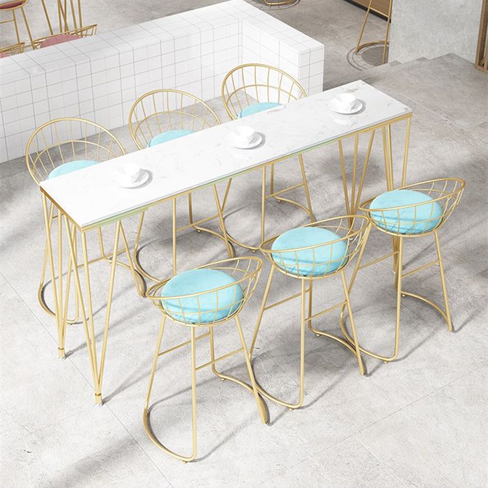 Glam 1/7 Pieces Bar Table Set Rectangle Stone Counter Table with High Stools Clearhalo 'Bar Furniture' 'furn' 'furn_home_bar_bar_sets' 'Furniture' 'Home Bars & Bar Sets' 'home_bar_bar_sets' 'Kitchen & Dining Furniture' 1200x1200_4198a52a-6f65-4472-8f98-b26f279bc407