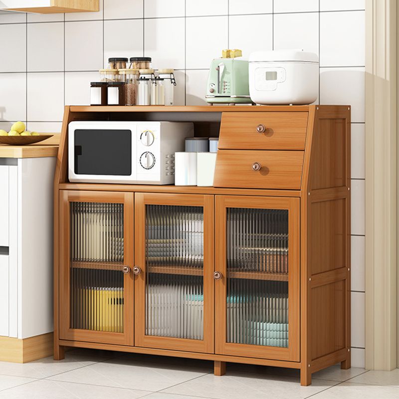 Server da pranzo moderno cucina in bambù marrone con 2 ripiani