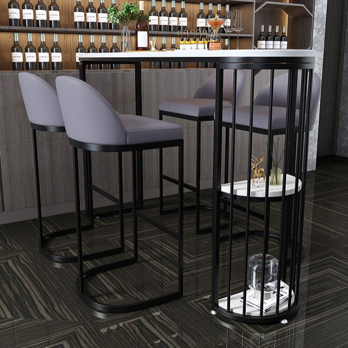 Industrial Bar Dining Table White Stone Top Iron Indoor Bistro Table with Shelf Clearhalo 'Bar Furniture' 'Bar Tables' 'bar_tables' 'furn' 'furn_bar_tables' 'Furniture' 'furniture_bar_tables' 'Kitchen & Dining Furniture' 1200x1200_419aaf38-1823-4088-a55c-8894afddc993