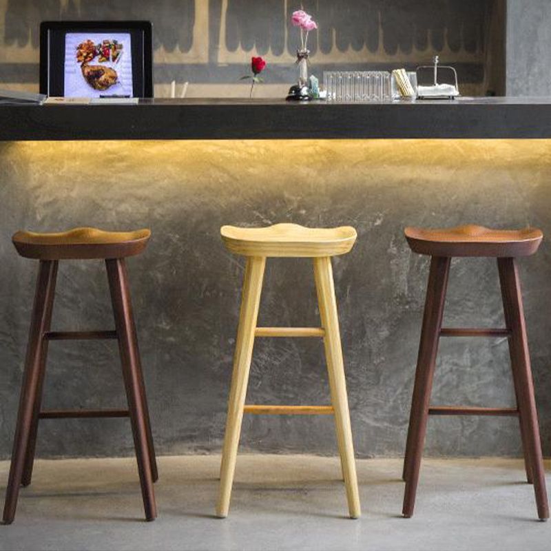 Industrial Armless Bar Stools Wood Dining Stool with Footrest Clearhalo 'Bar Furniture' 'Bar Stools' 'bar_stools' 'furn' 'furn_bar_stools' 'Furniture' 'Kitchen & Dining Furniture' 1200x1200_419bdc05-632d-46ee-9a91-81083a272e8c
