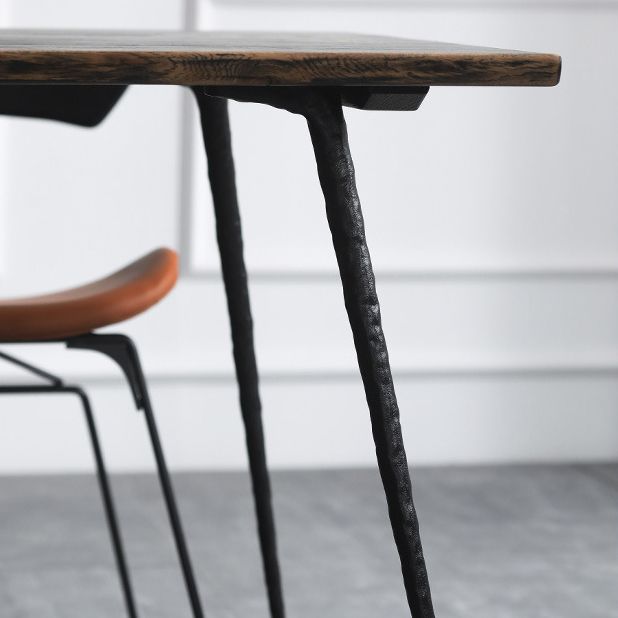 Industrial Rectangle Dining Room Table Oak Solid Wood Table with 4 Black Legs Clearhalo ' dining_table' 'Dining Tables & Seating' 'Dining Tables' 'furn' 'furn_dining_table' 'Furniture' 'furniture_dining_table' 'Kitchen & Dining Furniture' 'kitchen&dining_furn' 'kitchen' 'kitchen_dining_table' 1200x1200_419f9baa-5664-4553-8d4b-d840615e5c5b