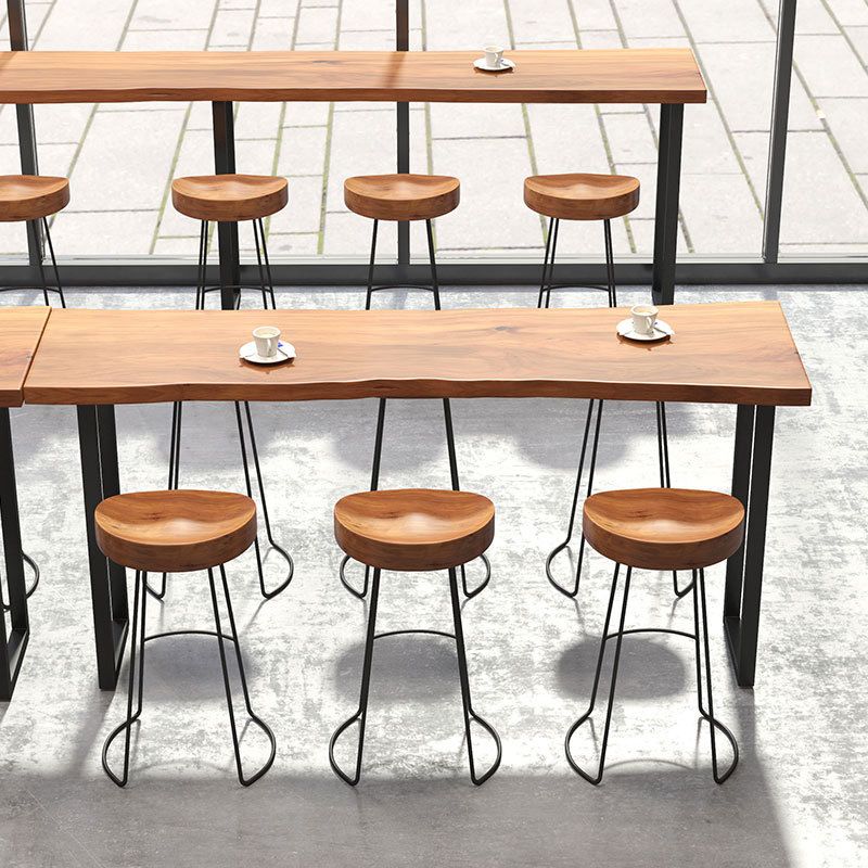 Modern Bar-height Table Solid Wood Top Pub Table with Black Metal Base Clearhalo 'Bar Furniture' 'Bar Tables' 'bar_tables' 'furn' 'furn_bar_tables' 'Furniture' 'Kitchen & Dining Furniture' 1200x1200_41a0d6b1-c0f6-4d55-8249-96c7e272022a