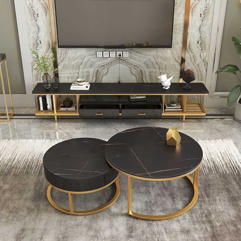 Glam Style TV Stand Open Storage TV Stand Console with 2-Drawer Clearhalo 'furn' 'furn_tv_stands_entertainment_centers' 'Furniture' 'Living Room Furniture' 'TV Stands & Entertainment Centers' 'TV Stands & Media Storage Furniture' 'tv_stands_entertainment_centers' 1200x1200_41a0f0c5-27b5-4de7-8364-5996cb70ef32