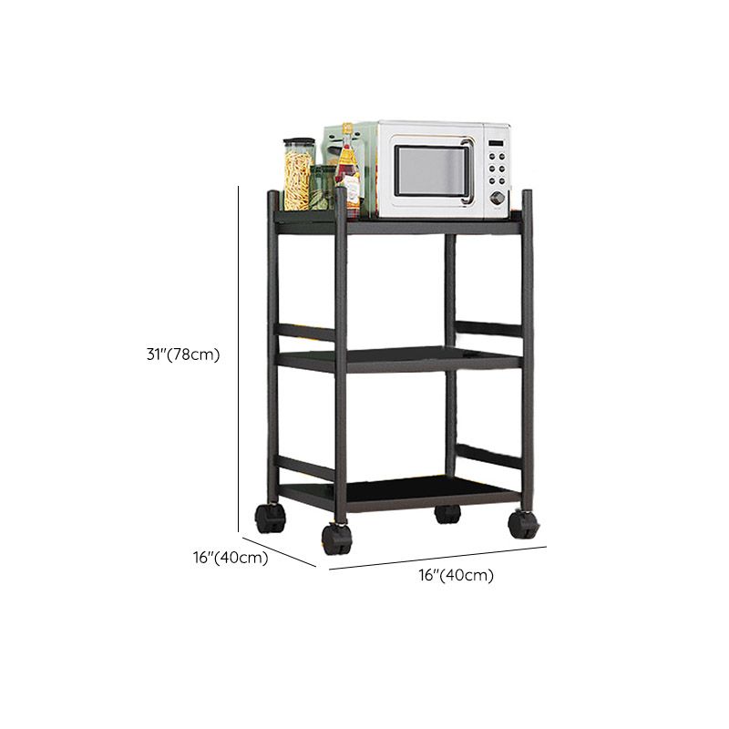モダンなダイニングルーム準備テーブルロッキングホイール付きブラックキッチントロリー