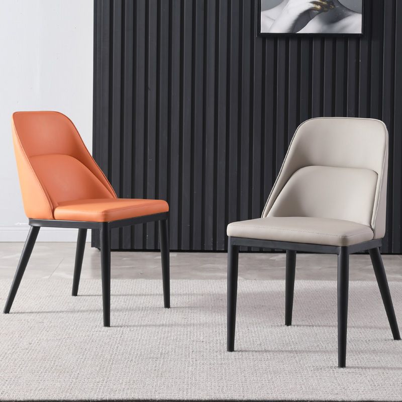 Modern Solid Back Armless Chair Leather Dining Side Chairs for Home Use Clearhalo ' kitchen&dining_furn' 'Dining Chairs' 'Dining Tables & Seating' 'dining_chair' 'furn' 'furn_dining_chair' 'Furniture' 'furniture_dining_chair' 'Kitchen & Dining Furniture' 'kitchen' 1200x1200_41a1381c-5935-458e-8faa-dc0a6e65e8a7