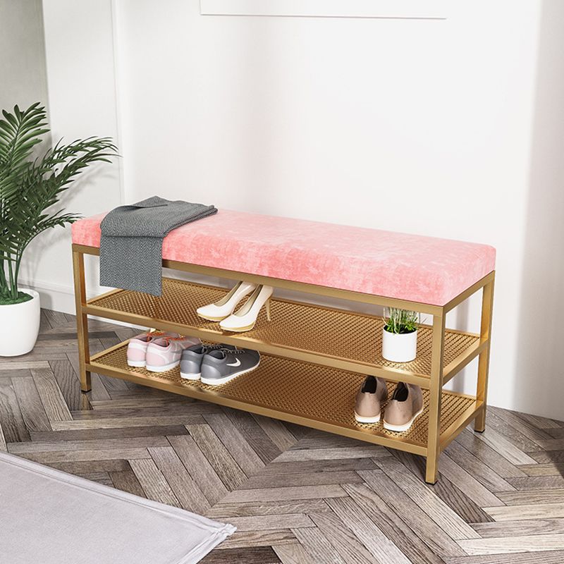 12.6 Inch Wide Entryway Bench Glam Metal Cushioned Seating Bench Clearhalo 'Benches' 'Chairs & Seating' 'furn' 'furn_benches' 'Furniture' 'Living Room Furniture' 1200x1200_41a160f8-41ca-4055-9a7f-70c77b4a18d4