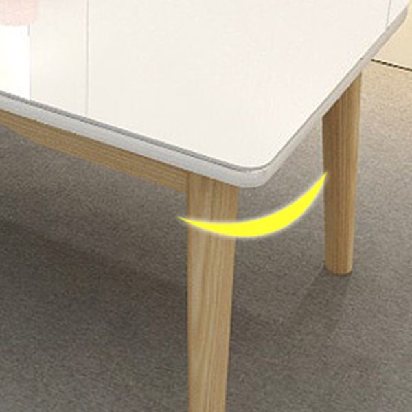 Contemporary Dining Table White Dining Table with Solid Wood Base