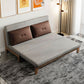 Faux Leather Armless Sofa Bed Sewn Pillow Back Sofa Bed in Grey