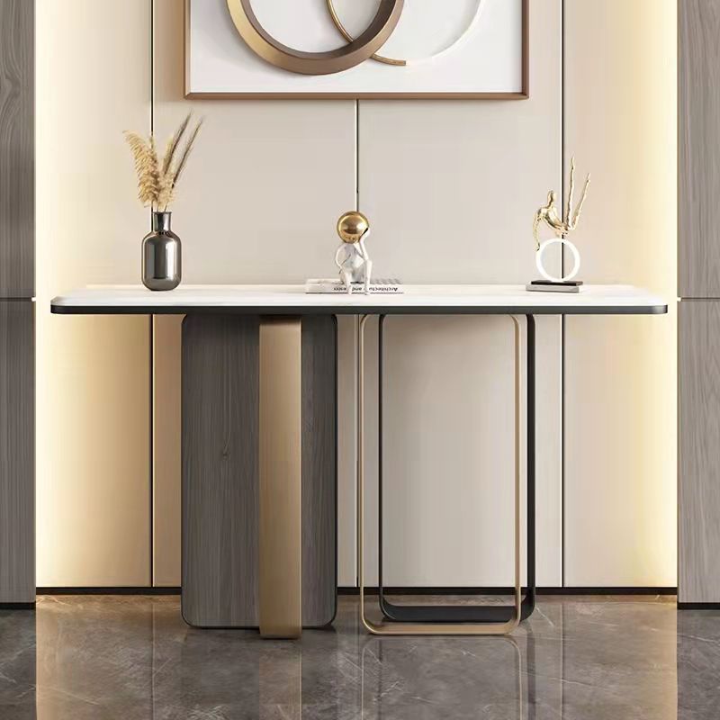 Console di pietra bianca Tavola 1 scaffale 31,5 "tavolo di accento alto per sala