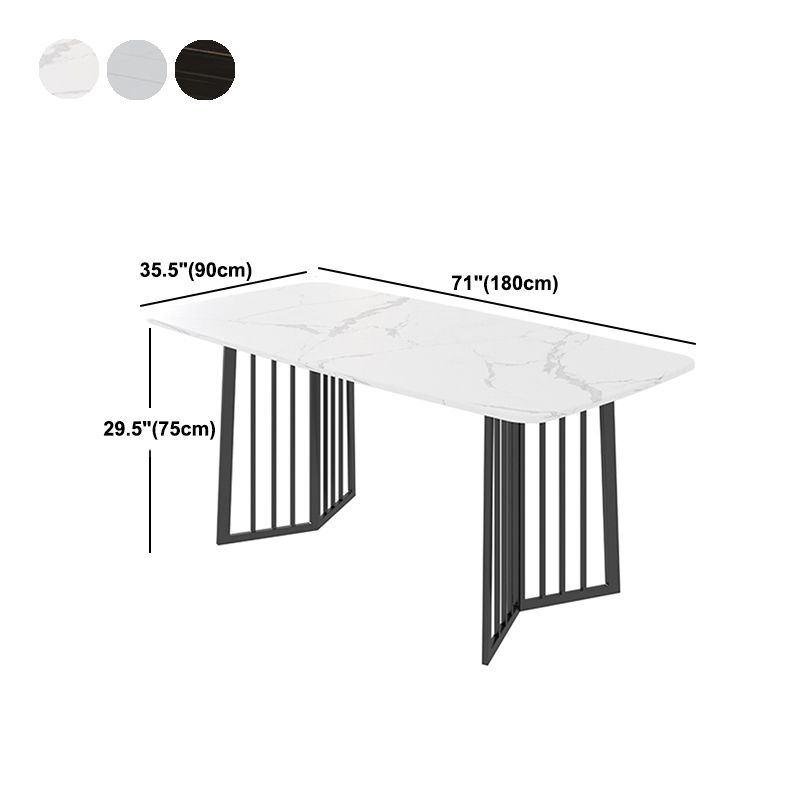 Black Metal Double Pedestal Dining Table Industrial Rectangle Fixed Table Clearhalo 'Dining Tables & Seating' 'Dining Tables' 'dining_table' 'furn' 'furn_dining_table' 'Furniture' 'furniture_dining_table' 'Kitchen & Dining Furniture' 'kitchen' 'kitchen_dining_table' 1200x1200_41a49199-7c20-4e0d-87ba-158c43a03dcd