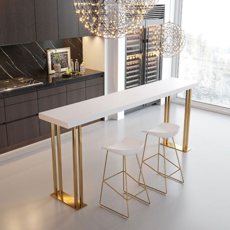Glam Style Bar Table 42-inch Height Wood Top Bistro Table with Gold Pedestal Clearhalo 'Bar Furniture' 'Bar Tables' 'bar_tables' 'furn' 'furn_bar_tables' 'Furniture' 'Kitchen & Dining Furniture' 1200x1200_41a49d23-532a-4c94-867c-fbac7c682091