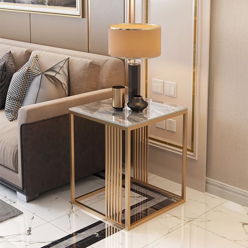 Contemporary Glam Marble Top Side Accent Table Metal Frame End Table