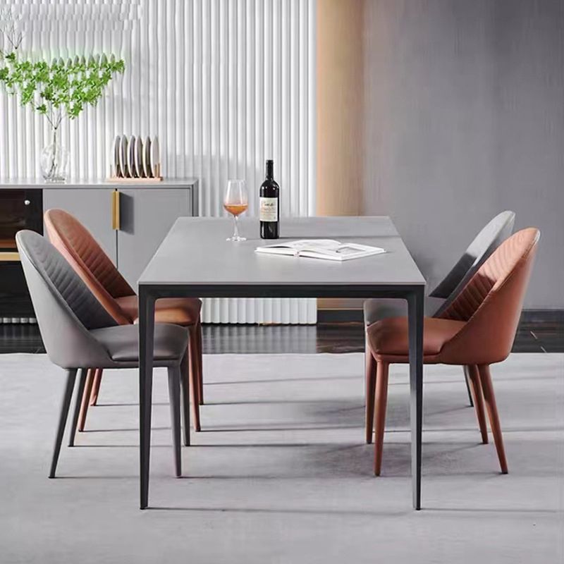 Industrial Style Rectangle Table Sintered Stone Table with Metal Legs for Home