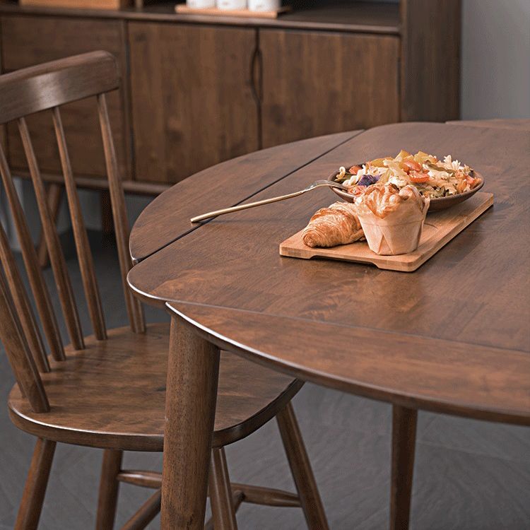 Round Dining Site Table Simplicity Style Drop-Leaf Furniture with 4-foot