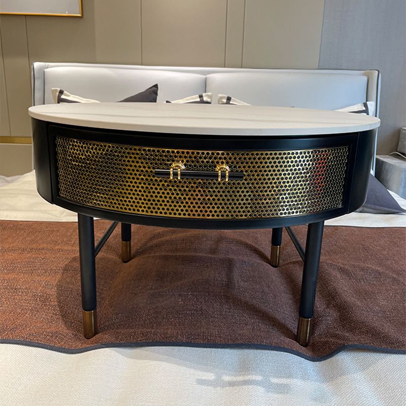 17"H Glam Cocktail Table Storage Round 4 Legs Stone Coffee Table Clearhalo 'Coffee & Accent Tables' 'Coffee Tables' 'coffee_tables' 'furn' 'furn_coffee_tables' 'Furniture' 'Living Room Furniture' 1200x1200_41a8cb11-19ac-48d3-9463-2ff74929bdc0