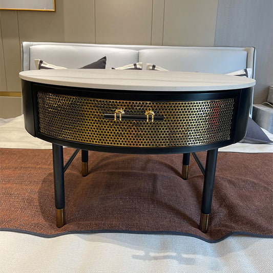 17"H Glam Cocktail Table Storage Round 4 Legs Stone Coffee Table Clearhalo 'Coffee & Accent Tables' 'Coffee Tables' 'coffee_tables' 'furn' 'furn_coffee_tables' 'Furniture' 'Living Room Furniture' 1200x1200_41a8cb11-19ac-48d3-9463-2ff74929bdc0