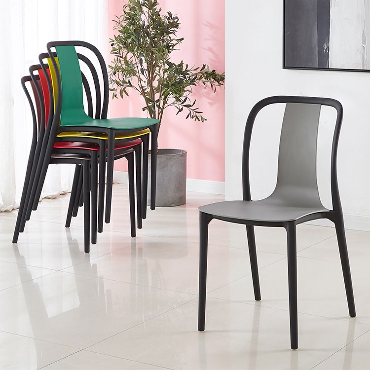 Silla de comedor de plástico sin brazo de comedor moderno