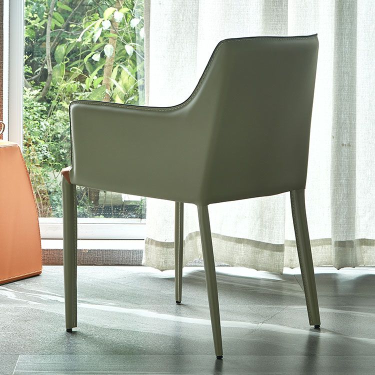 Dining Room Leather Contemporary Dining Chair Solid Back Chair with Arm Clearhalo ' kitchen&dining_furn' 'Dining Chairs' 'Dining Tables & Seating' 'dining_chair' 'furn' 'furn_dining_chair' 'Furniture' 'furniture_dining_chair' 'Kitchen & Dining Furniture' 'kitchen' 1200x1200_41adb9eb-19b5-4bc9-bd90-546a938a0655