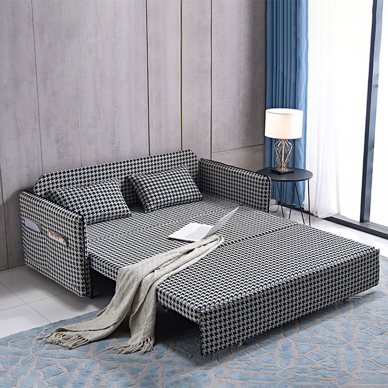 Suif convertible de 30,70 "de largeur de largeur canapé-lit de stockage en noir et blanc