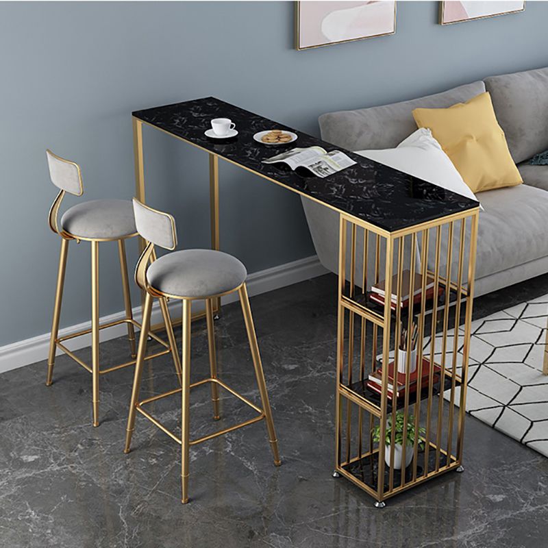 Glam Rectangle Faux Marble Pub Bar Table Double Pedestal Bar Dining Table with 3-Shelf Clearhalo 'Bar Furniture' 'Bar Tables' 'bar_tables' 'furn' 'furn_bar_tables' 'Furniture' 'furniture_bar_tables' 'Kitchen & Dining Furniture' 'kitchen&dining_furn' 'kitchen' 1200x1200_41ae3a0a-1eba-4a2b-bb9f-5325b0581f20