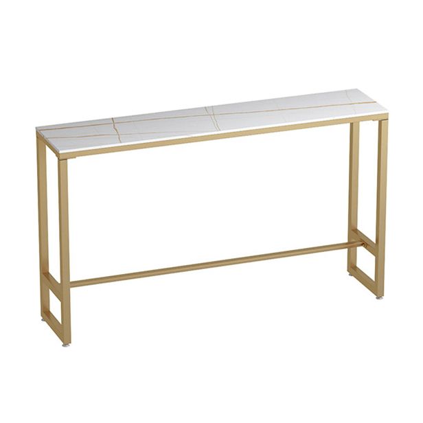 Mesa de bar rectangular de piedra sinterizada, mesa de bar con base dorada y metálica para cocina y sala de estar