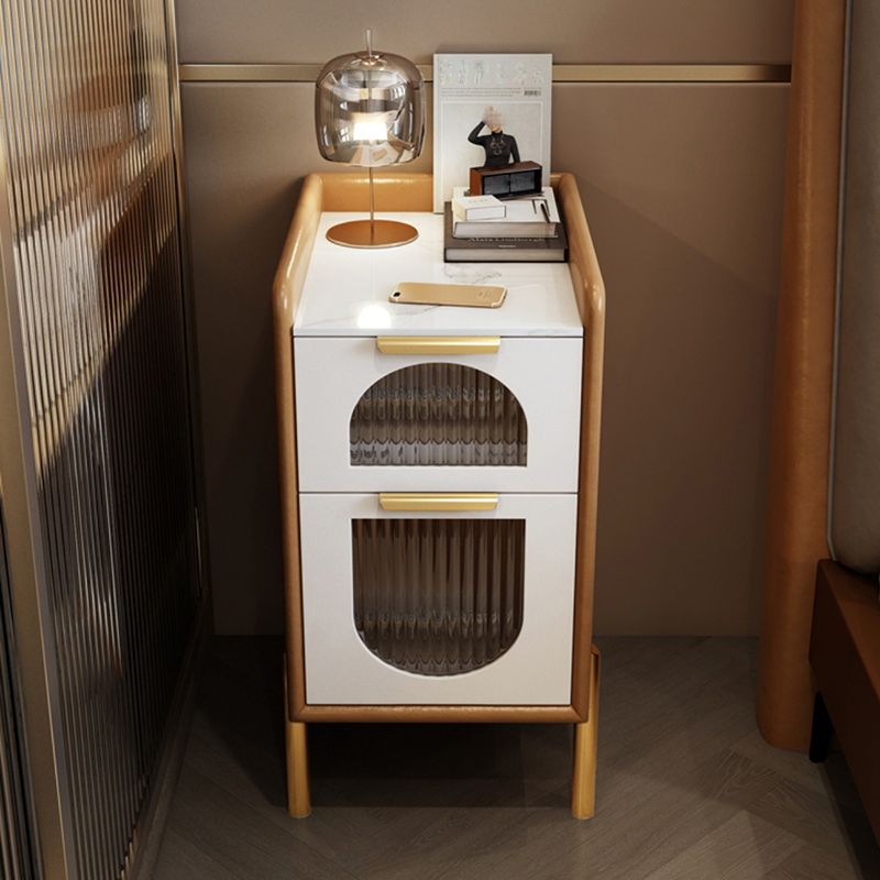 2つの引き出しを備えた現代のナイトスタンド16 "幅のソリッドウッドベッドサイドキャビネット