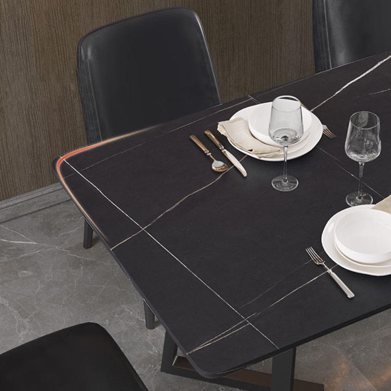 Designer 1/4/5/7 Pieces Dining Set Rectangular Double Pedestal Dinette Set with Stone Top Clearhalo 'Dining Room Sets' 'Dining Tables & Seating' 'dining_room_set' 'furn' 'furn_dining_room_set' 'Furniture' 'Kitchen & Dining Furniture' 1200x1200_41afecd6-d3a6-4357-8256-02d1814b0eea