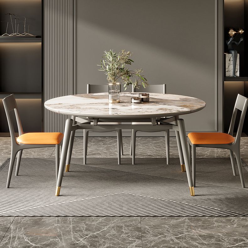 Modern Gray Round Shape Table Sintered Stone Kitchen Dining Table with 4 Legs Base Clearhalo ' dining_table' 'Dining Tables & Seating' 'Dining Tables' 'furn' 'furn_dining_table' 'Furniture' 'furniture_dining_table' 'Kitchen & Dining Furniture' 'kitchen&dining_furn' 'kitchen' 'kitchen_dining_table' 1200x1200_41b0bf02-da05-4f7e-ab20-291ce5bbc519