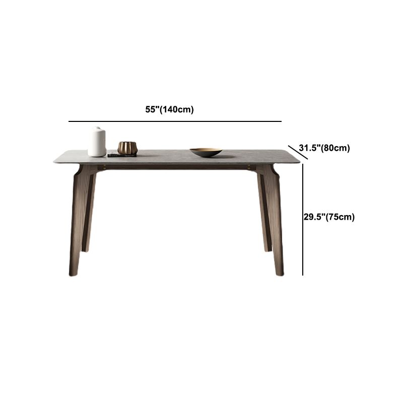 Modern 1/4/5/6 Pieces Rectangle Dining Set Sintered Stone Top Solid Wood Table Set Clearhalo 'Dining Room Sets' 'Dining Tables & Seating' 'dining_room_set' 'furn' 'furn_dining_room_set' 'Furniture' 'Kitchen & Dining Furniture' 1200x1200_41b3c6db-a7db-4763-bf53-f44899fd573b