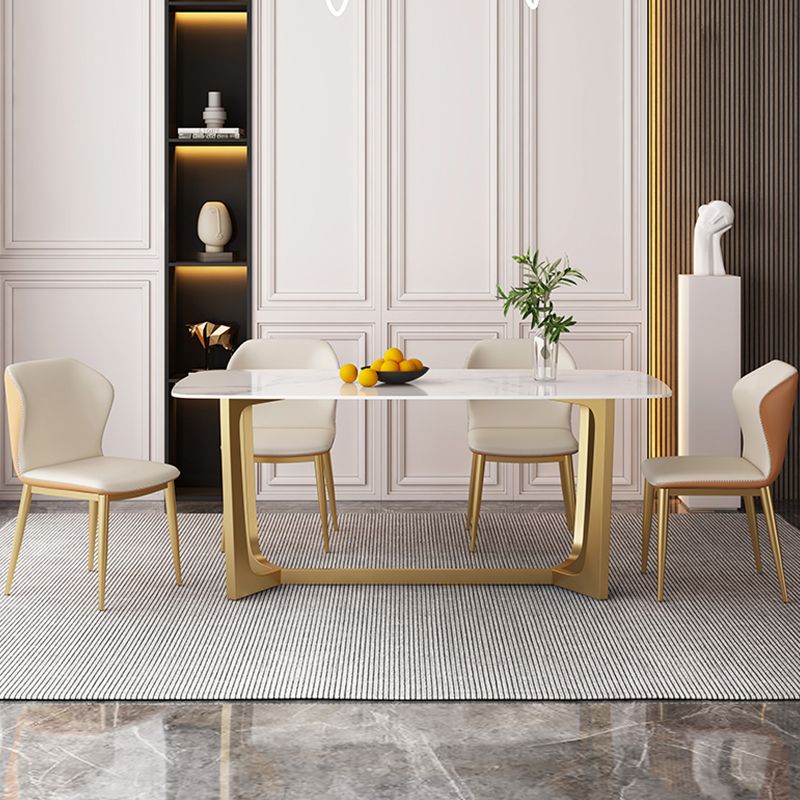 Glam Eetkamerset 1/4/6-delig Gouden roestvrijstalen frame eettafel en stoelen
