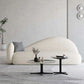 Velvet Tuxedo Arm Curved Sofa White Contemporary Sofa for Apartment