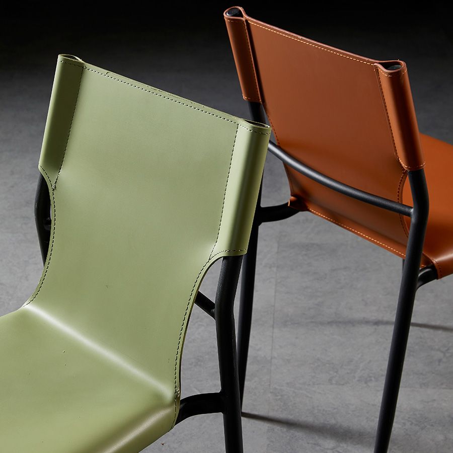 Scandinavian Leather Armless Chairs Indoor Dining Side Chairs with Metal Legs Clearhalo ' kitchen&dining_furn' 'Dining Chairs' 'Dining Tables & Seating' 'dining_chair' 'furn' 'furn_dining_chair' 'Furniture' 'furniture_dining_chair' 'Kitchen & Dining Furniture' 'kitchen' 1200x1200_41b7ddca-41b3-48f4-a24f-0d471e5ba6bb