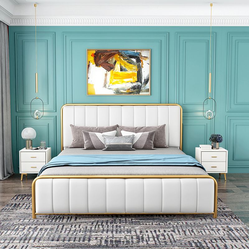 Lit de plate-forme en métal 43,3 "lit de haut standard avec tête de lit rembourrée