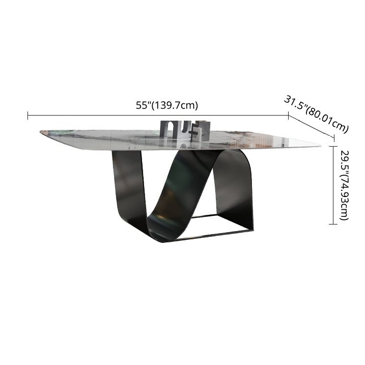 Modern Gray Kitchen Dining Set Sintered Stone Top Rectangle Dining Set with Trestle Base Clearhalo 'Dining Room Sets' 'Dining Tables & Seating' 'dining_room_set' 'furn' 'furn_dining_room_set' 'Furniture' 'furniture_dining_room_set' 'Kitchen & Dining Furniture' 'kitchen&dining_furn' 'kitchen' 1200x1200_41bdb9f7-b9f0-4d24-82b9-d6f3ac72f760